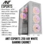 ANT ESPORTS 250 AIR MID TOWER GAMING CABINET ARGB WHITE