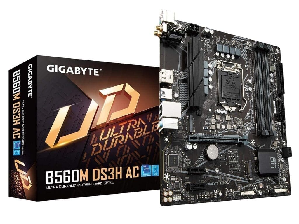 gigabyte-b560m-mb.jpg GIGABYTE MOTHERBOARD 560 (B560M DS3H AC) DDR4 (FOR INTEL 10TH | 11TH GEN) - Image 1