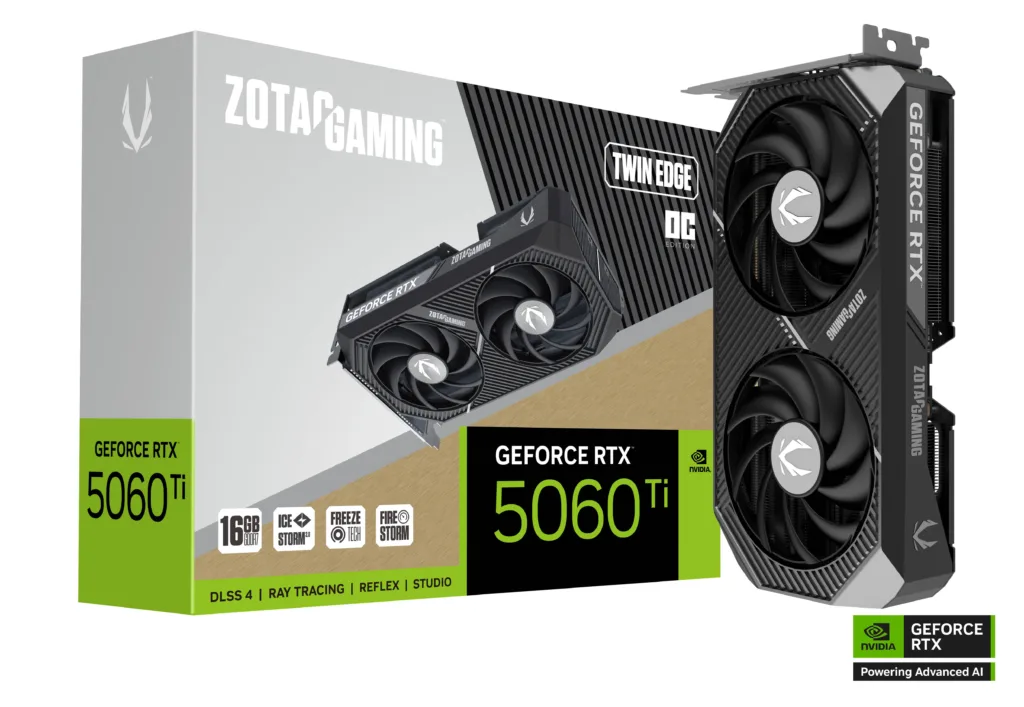 ZT-B50620H-10M-image01 ZOTAC Gaming GeForce RTX 5060 Ti 16GB Twin Edge OC Graphic Card - Image 1