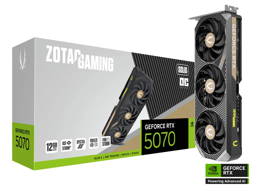 ZT-B50700J-10P-image01 ZOTAC GAMING RTX 5070 SOLID OC 12GB GDDR7 Graphics Card - Image 1